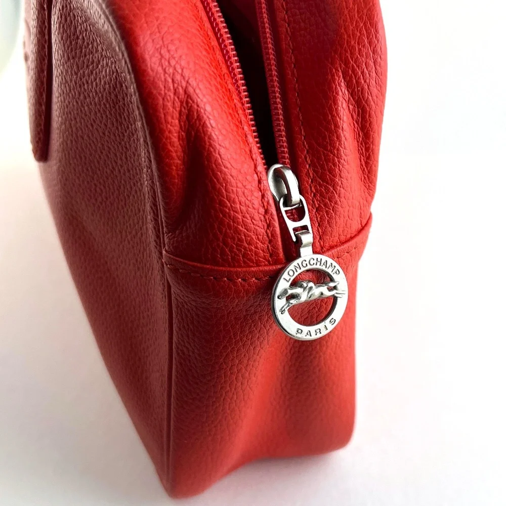 Longchamp handbag - Striking orange pebbled leather. - Picture 2 of 9